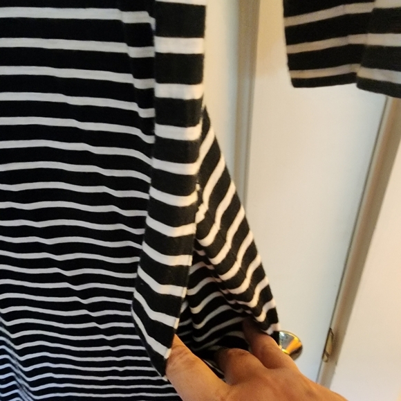 Garnet Hill Knit Cotton Midi Dress Size 4 Navy Nautical White Stripe Beach - Picture 4 of 8